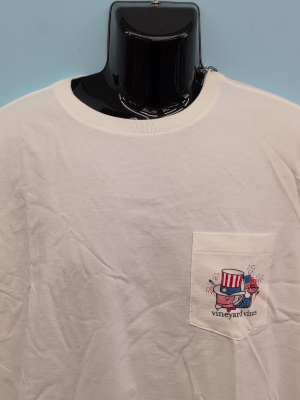 Vineyard Vines Uncle Sam Whale Pocket Tee White Cap Large NWT - Picture 2 of 10